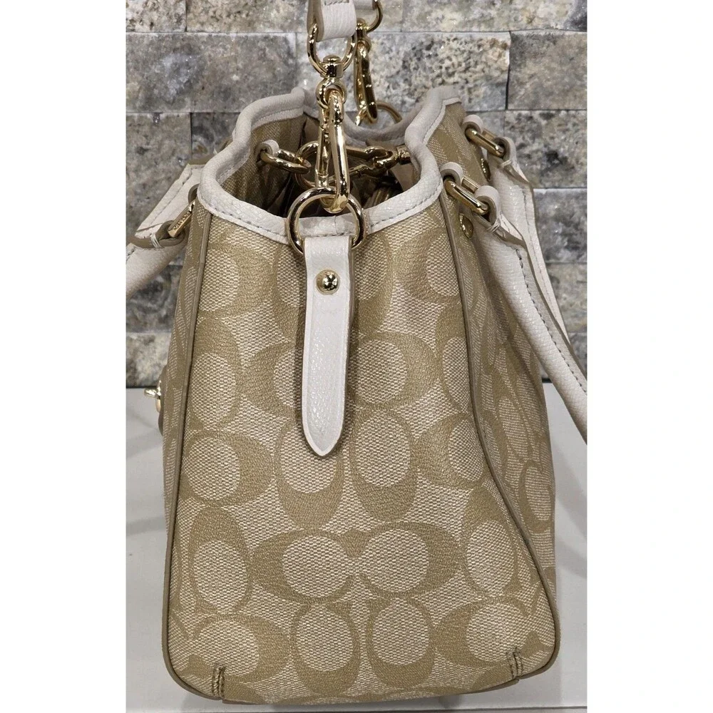 Coach Mini Margot Carryall Khaki Brown Signature C Coated Canvas Purse F34065
